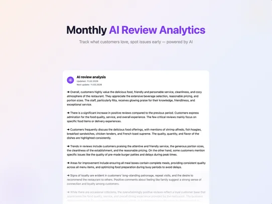 Google Reviews with AI Summary screenshot
